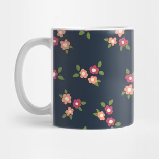 Ditsy Flowers Pink on Blue Mug